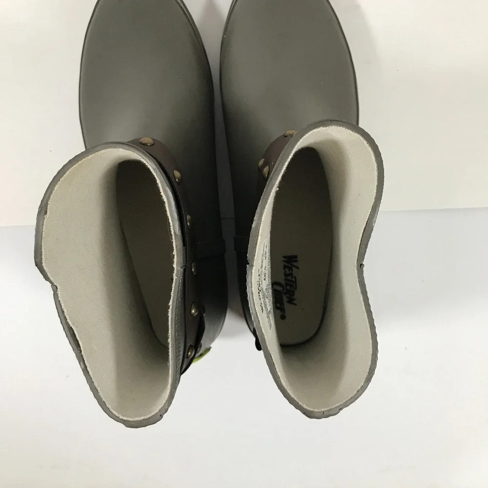 Western Chief Lodge Grey Rubber Rain Boots Womens US 9 Ankle Waterproof Booties‎